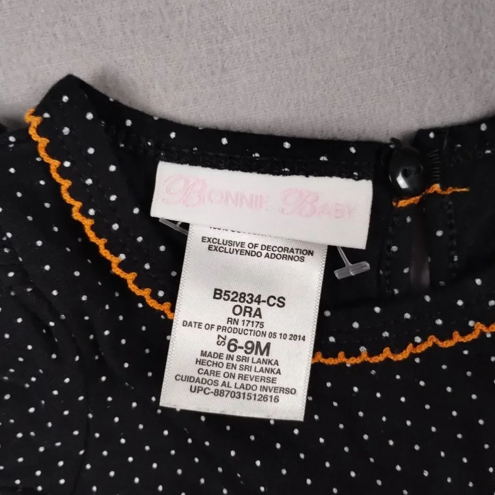 Bonnie Jean Baby Halloween Romper Cat Ghost Corduroy Orange Black Size 6-9 Month